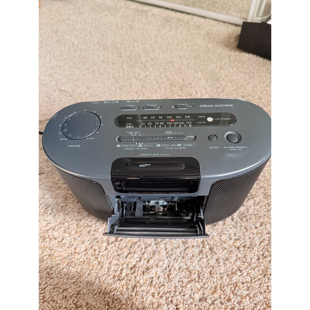 Sony Dream Machine AM/FM Clock Radio Cassette Player Dual Alarm ICF-CS650 Tested